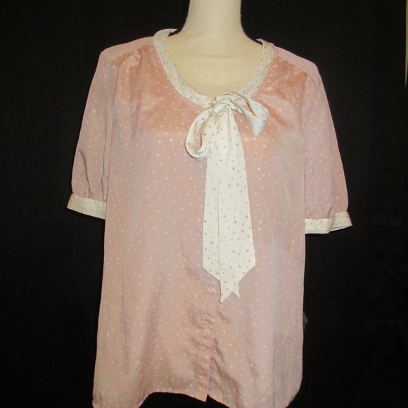 Jason Wu for Target Pale Pink and Cream White Polka Dot Blouse with Tie Large - Picture 2 of 4